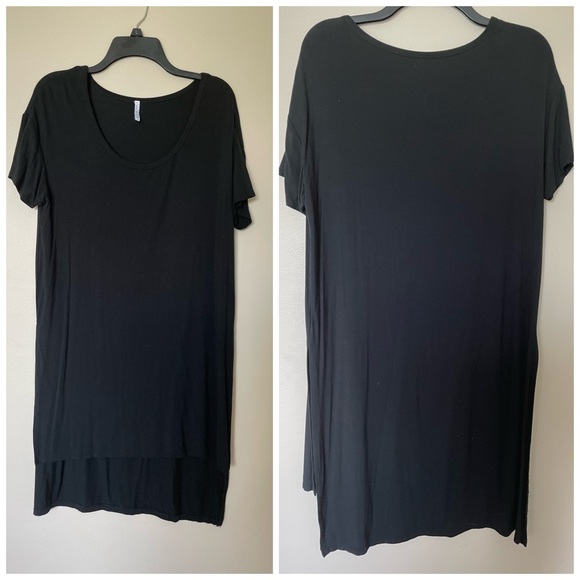 Z Supply Black Airy Short Sleeve Slit Side Jersey Tunic Top or Dress Size Large - Picture 2 of 12